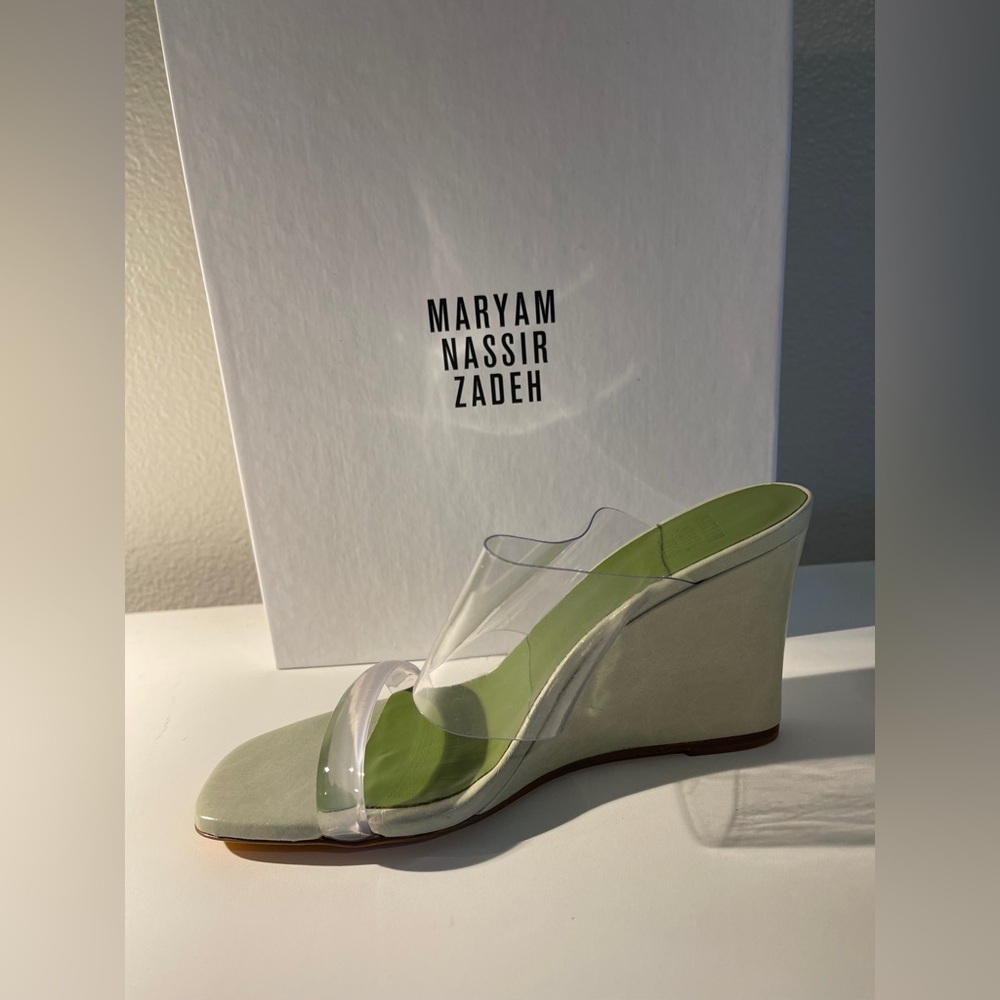 Maryam Nassir Zadeh Olympia Wedge Sandals Sage Green EU 37 - Picture 6 of 11